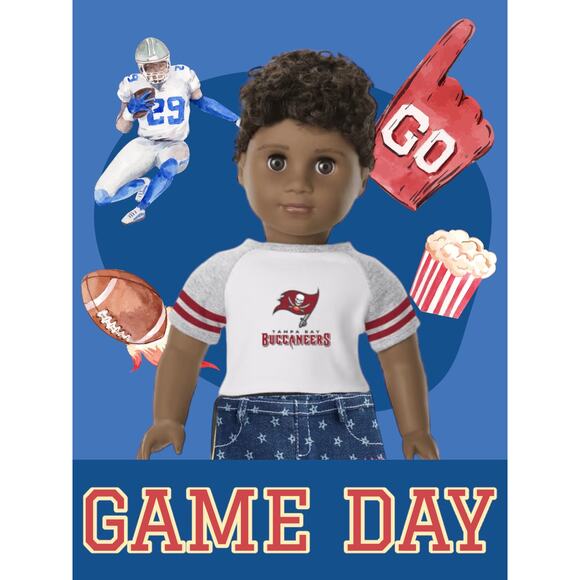NEW American Girl Doll NFL Tampa Bay Buccaneers Fan Tee Raglan Jersey Shirt - Picture 2 of 13